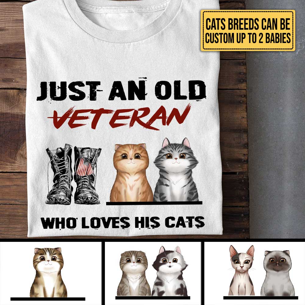 Personalized Just An Old Veteran Who Loves His Cats Shirt