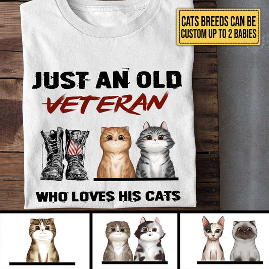 Personalized Just An Old Veteran Who Loves His Cats Shirt