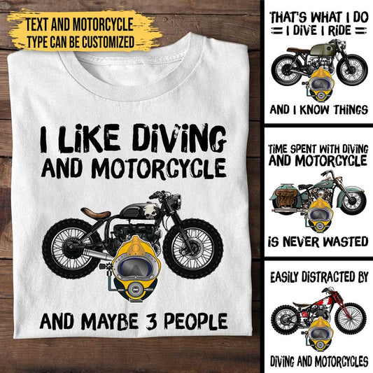 Personalized Love Motorcycles And Diving Shirt