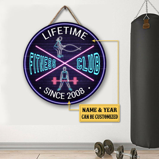 Personalized Fitness Club Pallet Wood Circle Sign