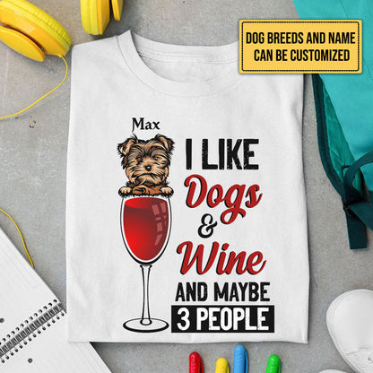 Personalized I Like Dogs And Wine Shirt