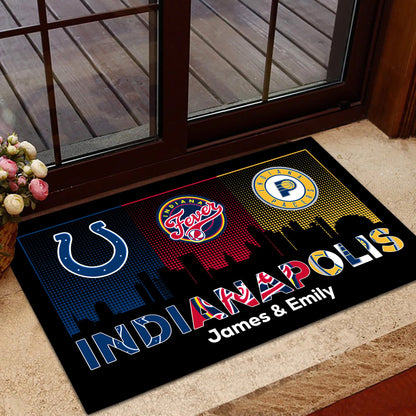 Indianapolis Skyline Doormat -  Customized Doormat - Anti Slip Indoor Doormat