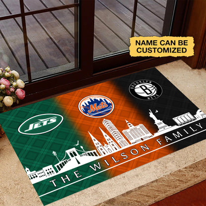 New York Skyline Customized Doormat - Anti Slip Indoor Doormat - NYM, NYJ, BN