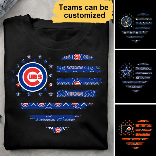 US Flag Heart Shirt - Customized Shirt