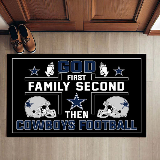 God First Family Second Then DLCB Football - Customized Doormat - Anti Slip Indoor Doormat