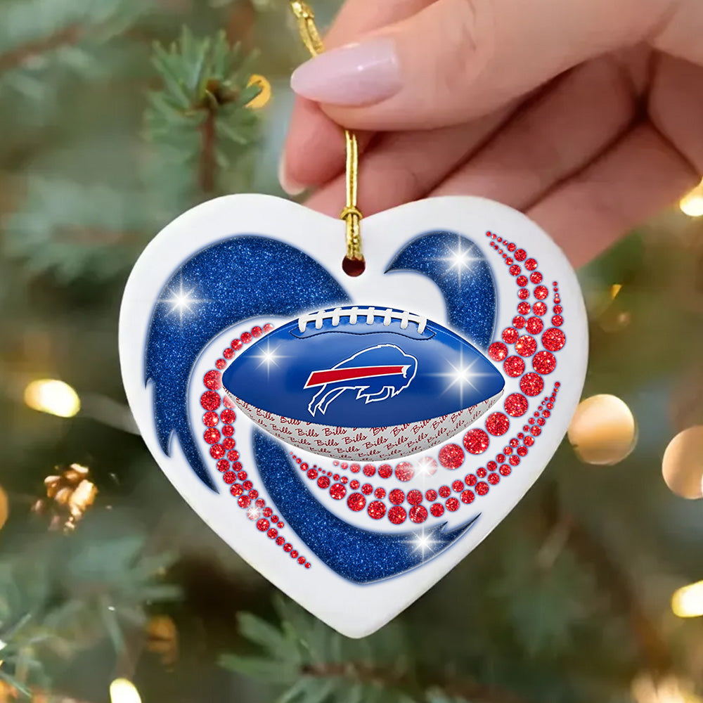 Heart Football Ceramic Ornament - BFLB