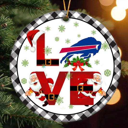 Love Christmas Circle Ceramic Ornament - BFLB