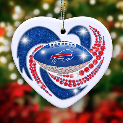 Heart Football Ceramic Ornament - BFLB