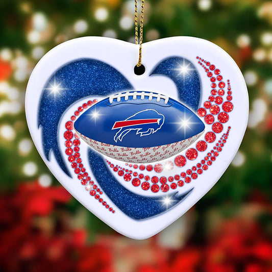 Heart Football Ceramic Ornament - BFLB
