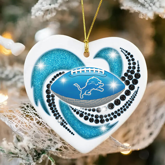Heart Football Ceramic Ornament - DTLO