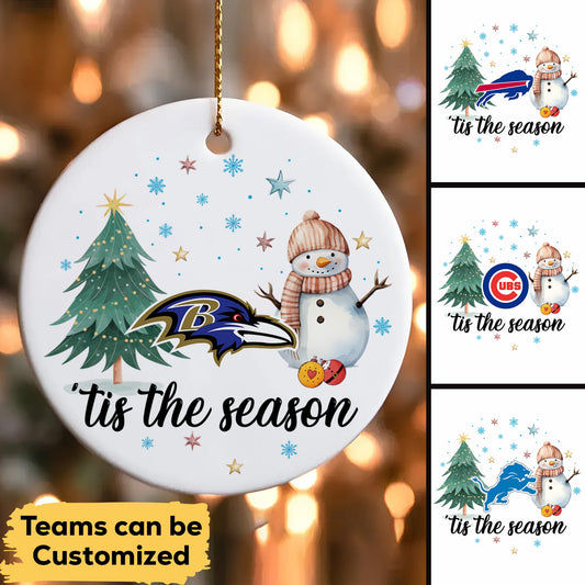 Tis the Season Circle Ceramic Ornament - Customized Ornament