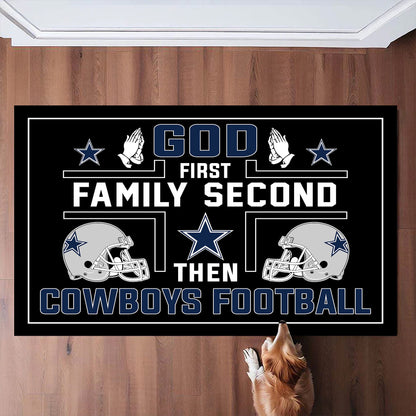God First Family Second Then DLCB Football - Customized Doormat - Anti Slip Indoor Doormat