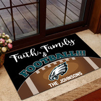 Faith, Family and Football Doormat - Anti Slip Indoor Doormat