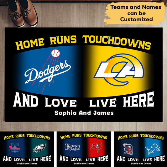 Home Runs Touchdowns  Customized Doormat - Anti Slip Indoor Doormat