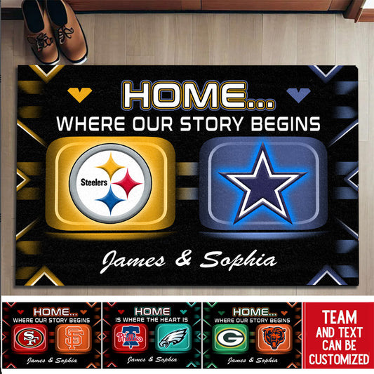Home ... Where Our Story Begin Customized Doormat - Anti Slip Indoor Doormat