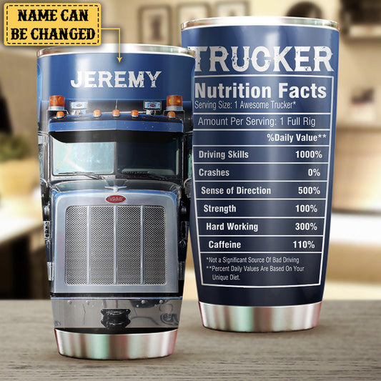 Personalized Trucker Nutritional Facts Tumbler
