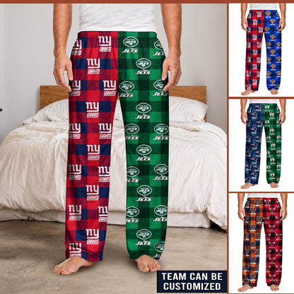 Two Teams Plaid Pajama Pants -  Customized Pajama Pants - No Pocket Ver (Made In US)