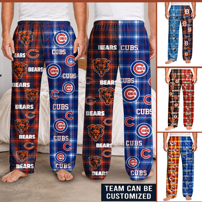 Two Teams Plaid Patterns Pajama Pants - Customized Pajama Pants - Relaxed Fit No Pocket Ver.
