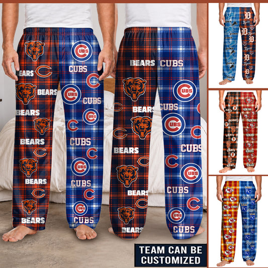 Two Teams Plaid Patterns Pajama Pants - Customized Pajama Pants - Relaxed Fit No Pocket Ver.