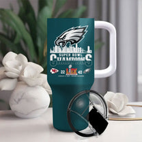 40oz Matte Tumbler with Handle Champions Tumbler - PLDPAEG