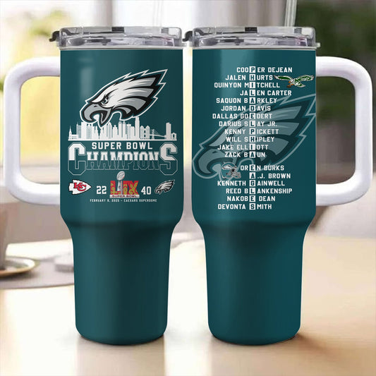 40oz Matte Tumbler with Handle Champions Tumbler - PLDPAEG
