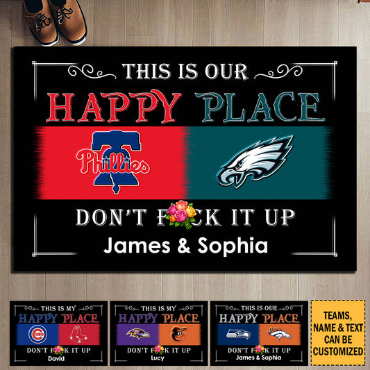This Is Our Happy Place Customized Doormat - Anti Slip Indoor Doormat