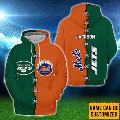 New York Fleece Hoodie- Customized Fleece Hoodie - NYM, NYJ
