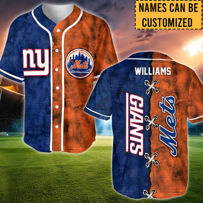 New York Short Sleeve Baseball Jersey- Customized Jersey - NYG, NYM