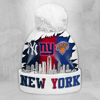 New York Bobble Beanie - Customized Bobble Beanie