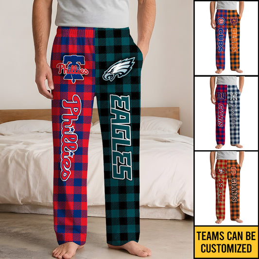 Two Teams Pajama Pants - Customized Pajama Pants - Plaid Ver.
