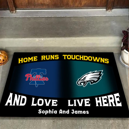Home Runs Touchdowns  Customized Doormat - Anti Slip Indoor Doormat