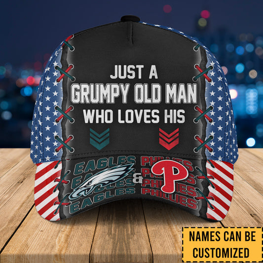 Just A Grumpy Old Man Who Loves His Teams - Customized Classic Cap - PA