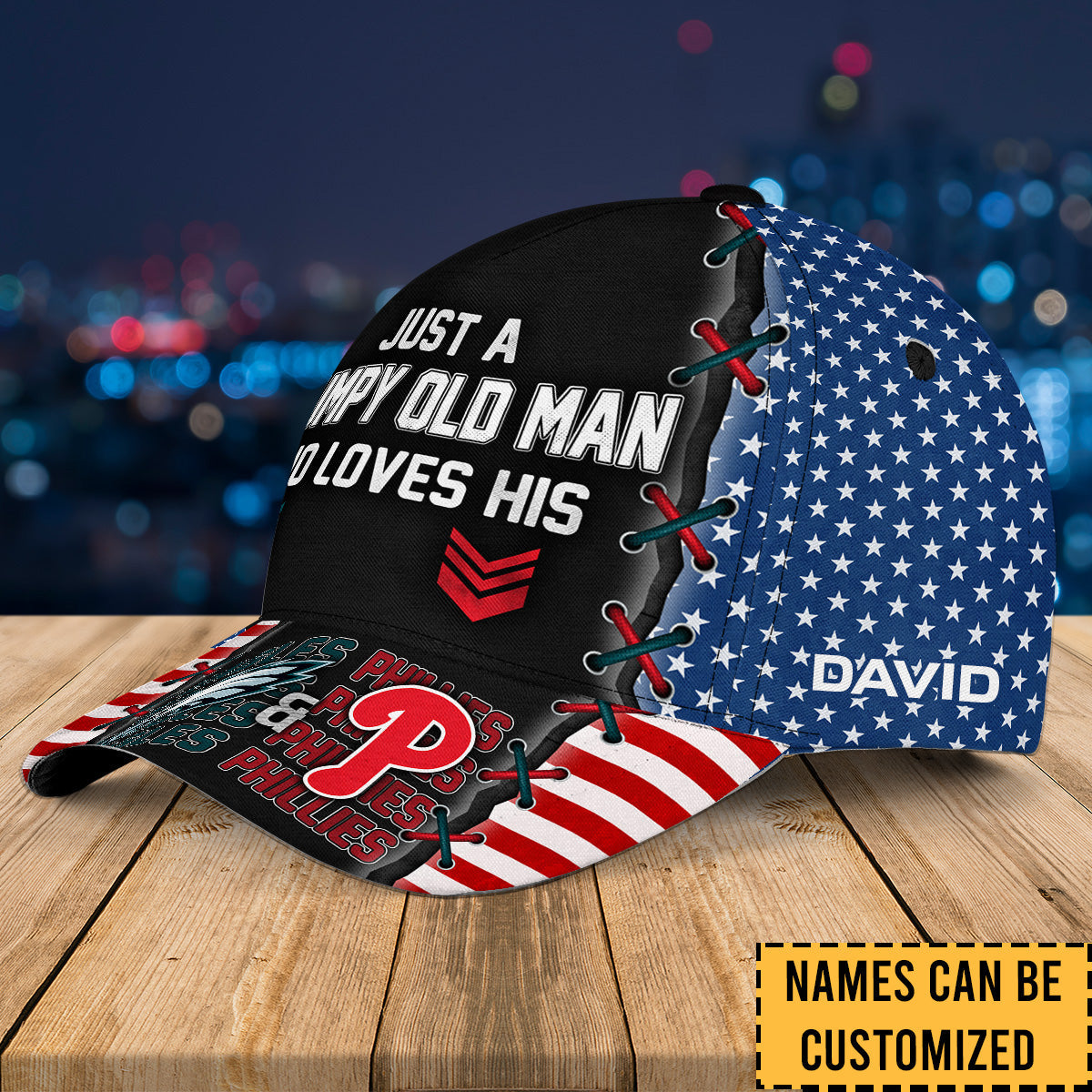 Just A Grumpy Old Man Who Loves His Teams - Customized Classic Cap - PA