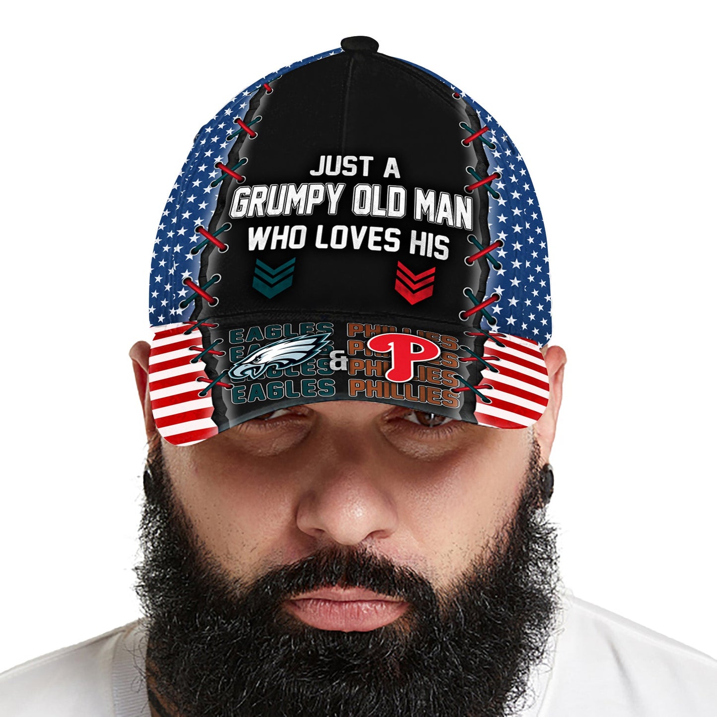 Just A Grumpy Old Man Who Loves His Teams - Customized Classic Cap - PA
