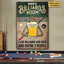 Personalized Billiards Room Metal Sign