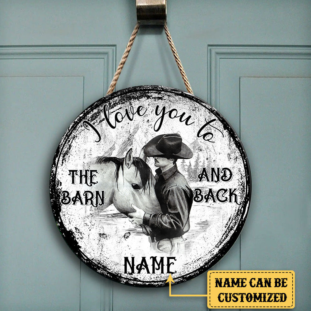 Personalized Cowboy Horse Barn Wood Round Sign