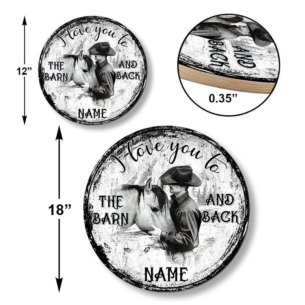 Personalized Cowboy Horse Barn Wood Round Sign