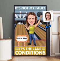 It's Not My Fault It's The Lane Conditions - Bowler Gift - Custom Caricature Portrait From Your Photo - Bowling Coach Gift - Bowling Player Gift