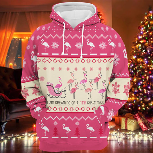 All-Over Print Hoodie Flamingo Pink Christmas lqt lbs