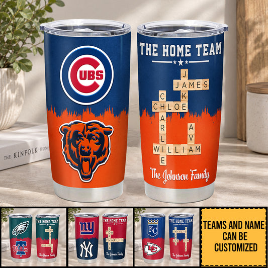 Two Teams Tumbler - Customized Stainless Steel Tumbler - Crossword Name ver