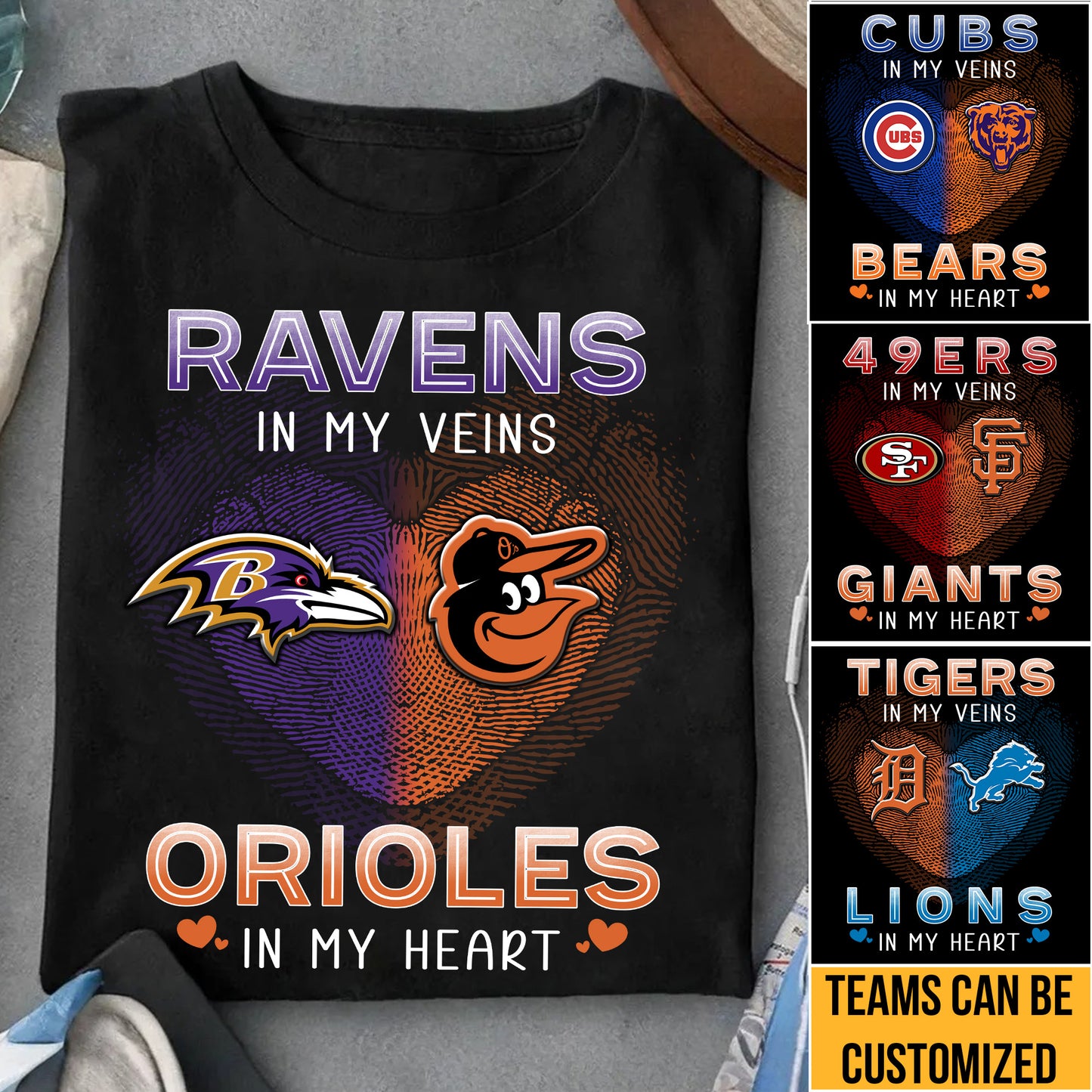 My Teams In My Veins In My Heart Shirt - Customized Shirt