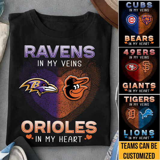 My Teams In My Veins In My Heart Shirt - Customized Shirt