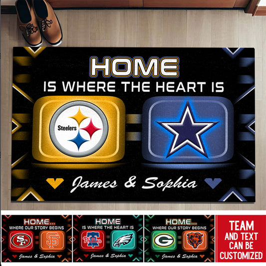 Home Is Where The Heart Is Customized Doormat - Anti Slip Indoor Doormat