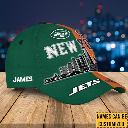 Teams New York Skyline Classic Cap - Customized Classic Cap - NYJ NYM